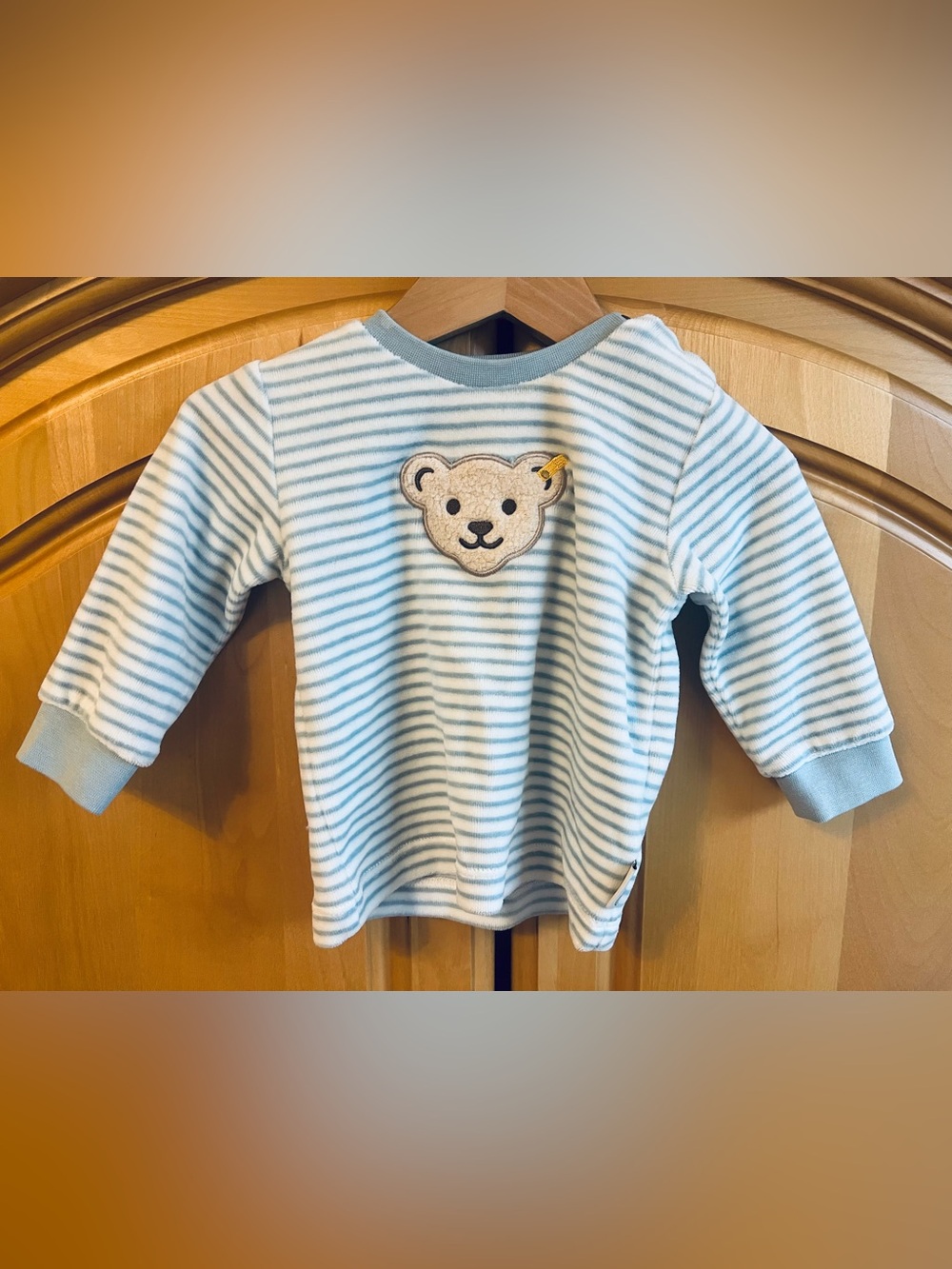 Steiff German baby boy blue striped sweater / long sleeve shirt 2-3 months size